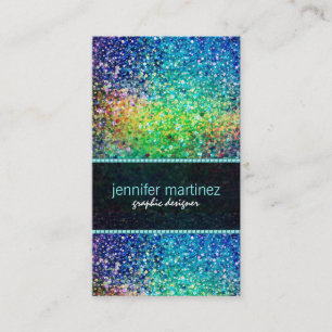 Multicolor Retro Sparkles & Glitter Pattern Business Card