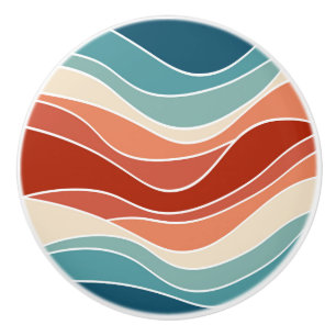 Multicolor retro style waves ceramic knob