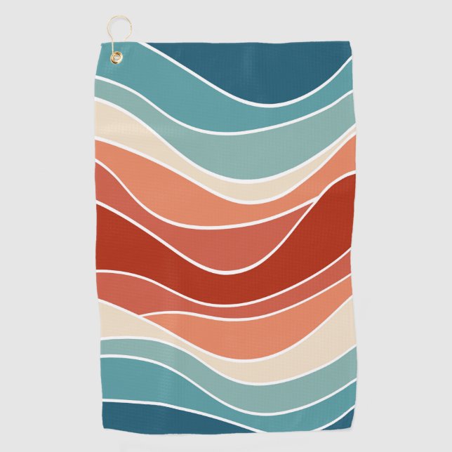 Multicolor retro style waves golf towel (Front)