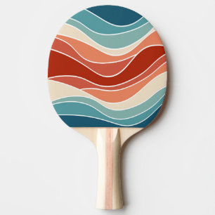 Multicolor retro style waves ping pong paddle