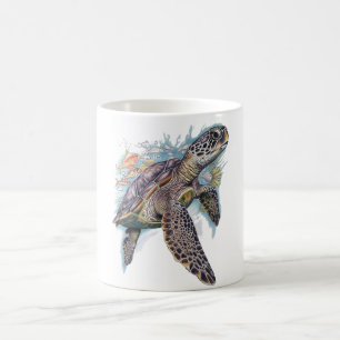 Multicolor sea turtle coffee mug