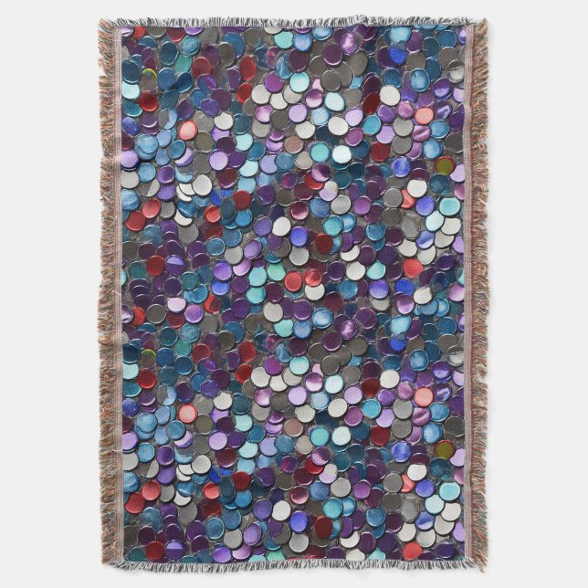Multicolor Sequins burning man Throw Blanket (Front Vertical)