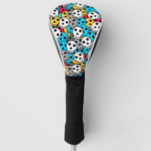 multicolor skulls golf head cover