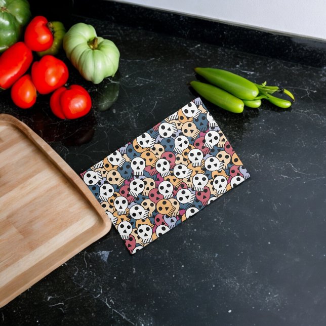 Multicolor Skulls Pattern Kitchen Towel (Kitchen Towel)