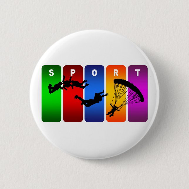 Multicolor Skydiving Emblem 2 Inch Round Button (Front)