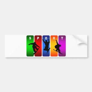 Multicolor Snowboarding Emblem Bumper Sticker