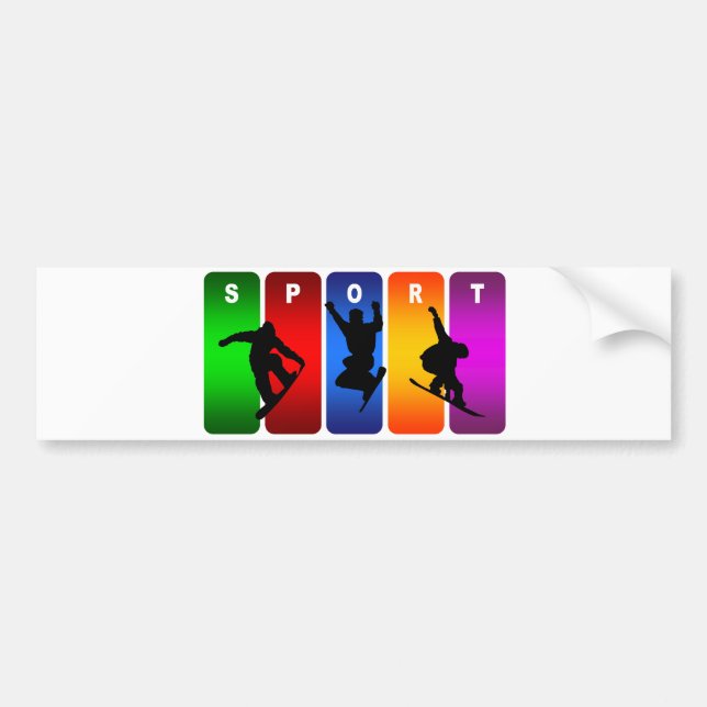 Multicolor Snowboarding Emblem Bumper Sticker (Front)