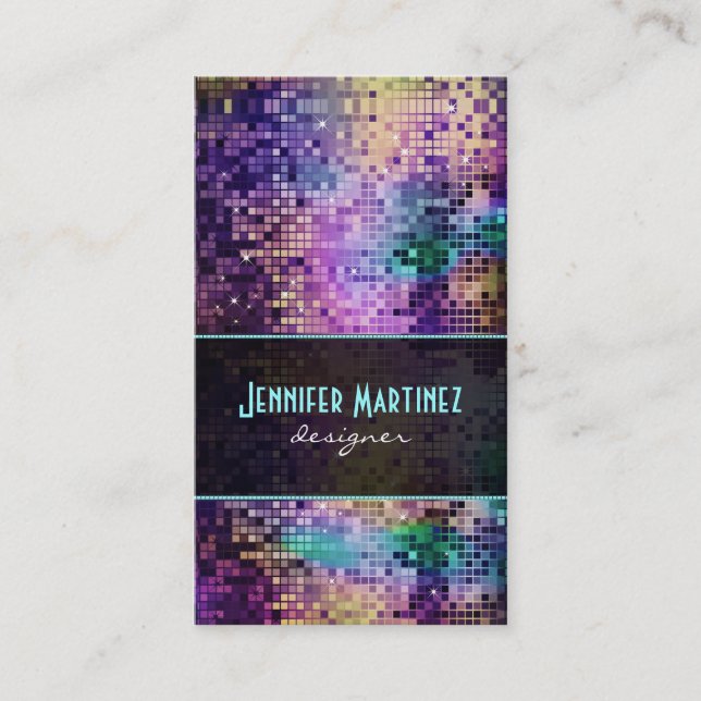 Multicolor Sparkles & Glitter Pattern Business Card (Front)