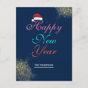 Multicolor Sparkling Happy New Year Holiday Postcard