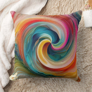 Multicolor Spiral Motion Throw Pillow