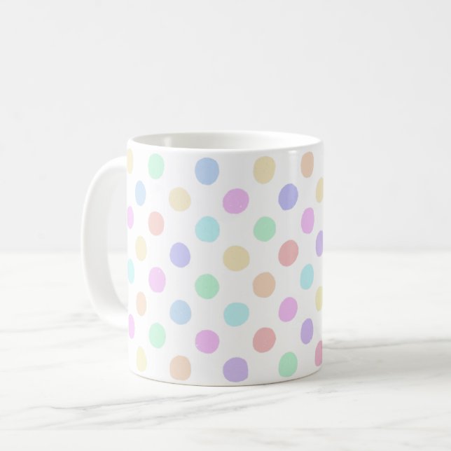 Multicolor Spots on White Coffee Mug (Front Left)