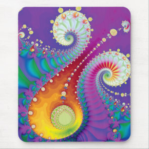 Multicolor Spring Spiral Fractal Mouse Pad