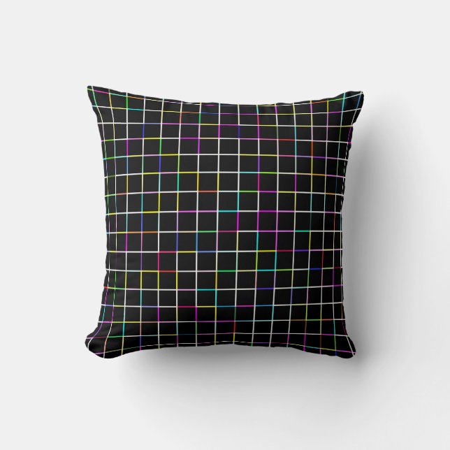 Multicolor Square Lined Pattern Throw Pillow (Front)