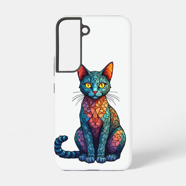 Multicolor Stained Glass Cat 784 Samsung Galaxy S22 Case (Back)