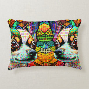 Multicolor Stained Glass Chihuahua Dog 171 Accent Pillow