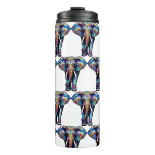 Multicolor Stained Glass Elephant 3 Thermal Tumbler