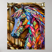 Multicolor Stained Glass Mosaic Style Horse 14
