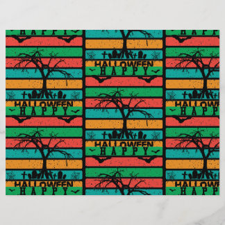 Multicolor Stripe Cemetery Bats Scrapbook Paper