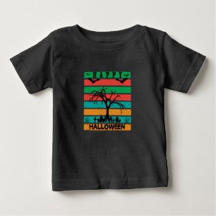 Multicolor Stripe Cemetery with Bats and Tree Baby T-Shirt