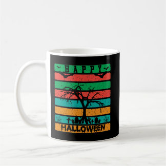 Multicolor Stripe Cemetery with Bats and Tree  Coffee Mug