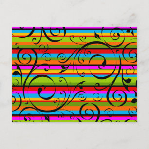 Multicolor Stripe Flourish Postcard