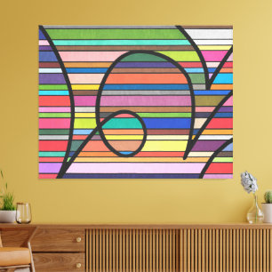 Multicolor Striped Abstract Flowing Black Curves Canvas Print