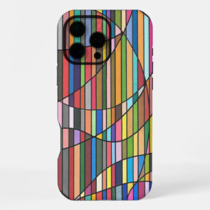 Multicolor Striped Abstract with Flowing Curves iPhone 16 Pro Max Case