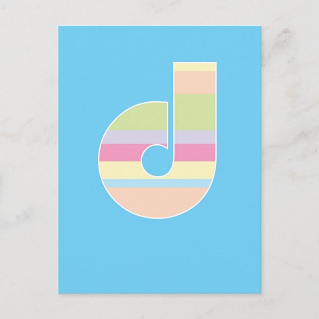 Multicolor Striped Monogram - Letter D Postcard (Front)