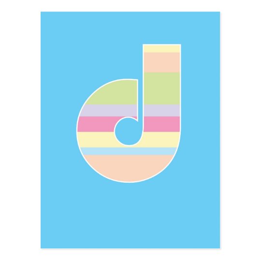 Multicolor Striped Monogram - Letter D Postcard