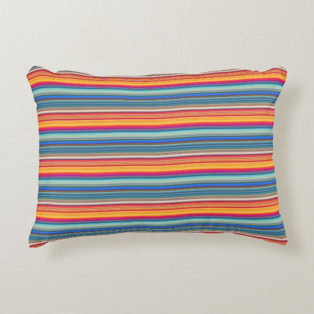 Multicolor Striped Pattern Accent Pillow (Front)
