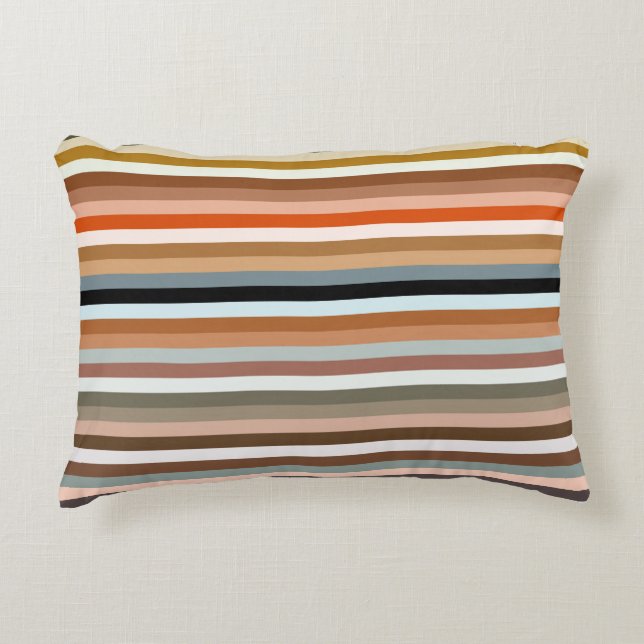 Multicolor Striped Pattern Accent Pillow (Front)