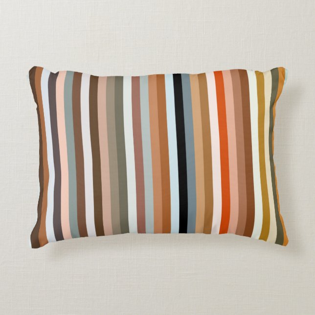 Multicolor Striped Pattern Accent Pillow (Front)