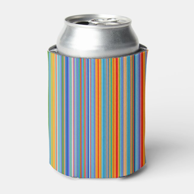 Multicolor Striped Pattern Can Cooler (Can Front)
