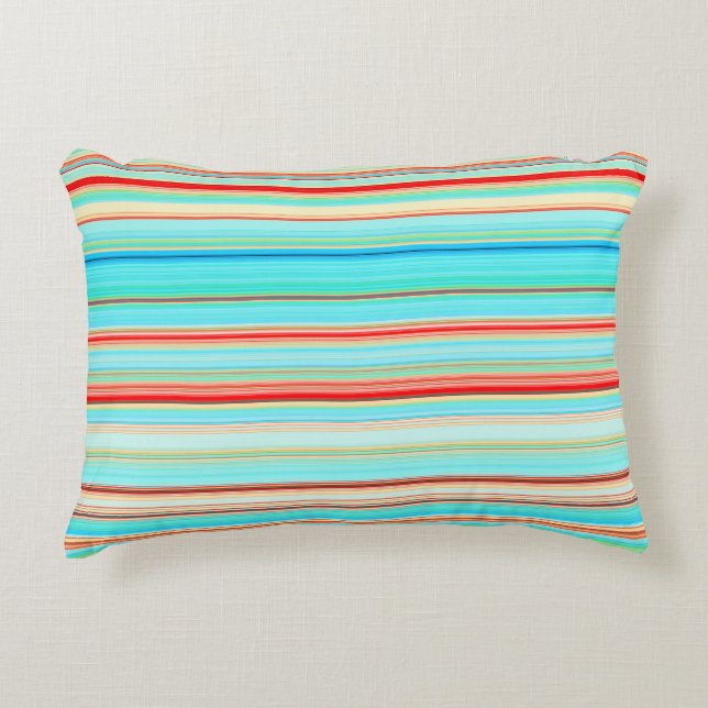 Multicolor Striped Pattern Decorative Pillow (Front)