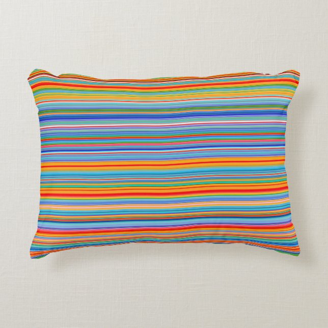 Multicolor Striped Pattern Decorative Pillow (Front)