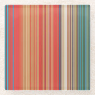 Multicolor Striped Pattern  Glass Coaster