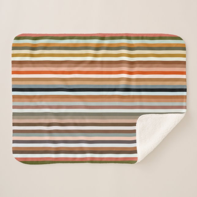Multicolor Striped Pattern Sherpa Blanket (Front (Horizontal))