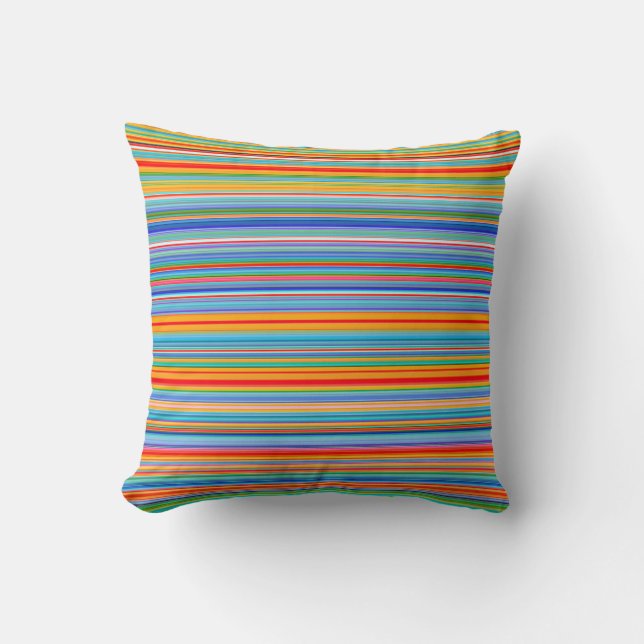 Multicolor Striped Pattern Throw Pillow (Front)