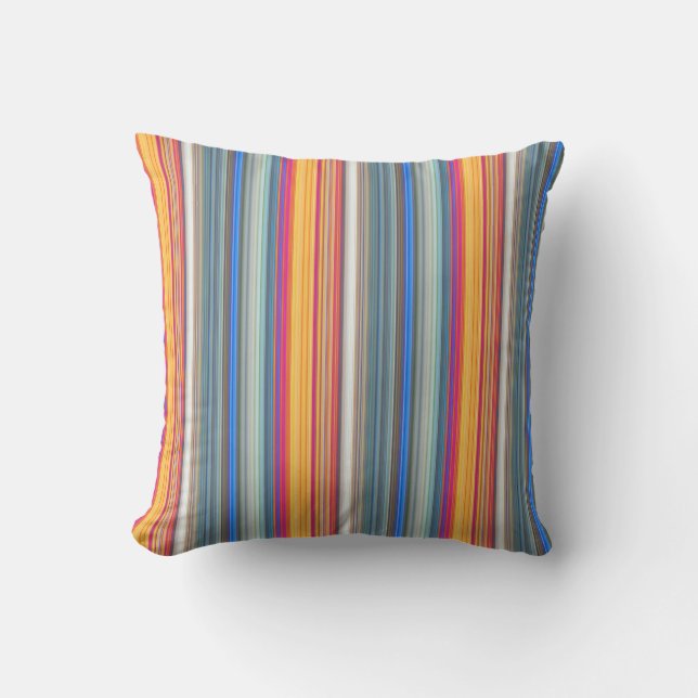 Multicolor Striped Pattern Throw Pillow (Front)