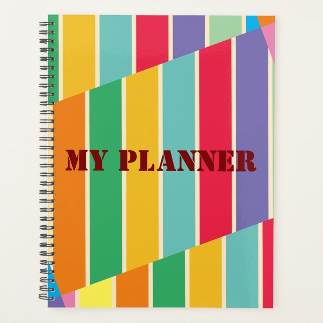 Multicolor striped Planner (Notebook). (Front)
