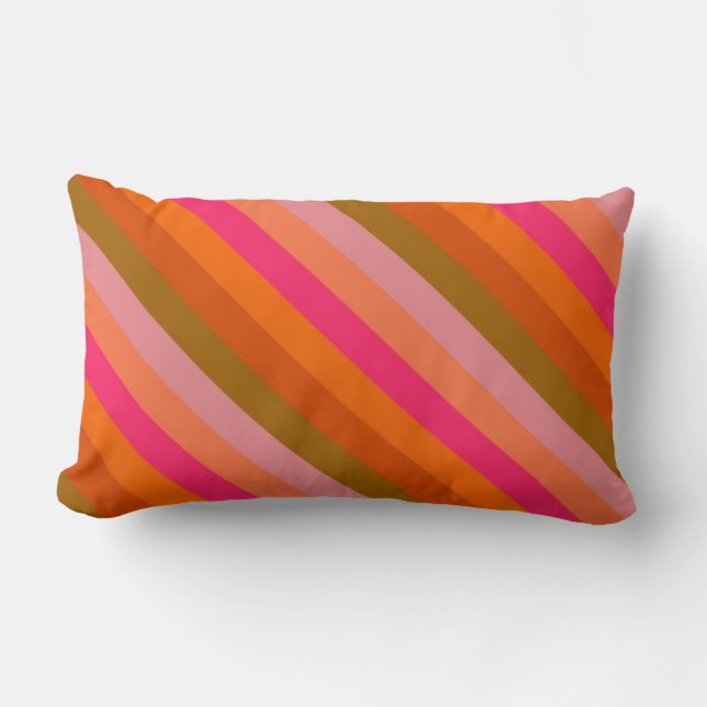 Multicolor Stripes Pattern 3 Lumbar Pillow (Front)