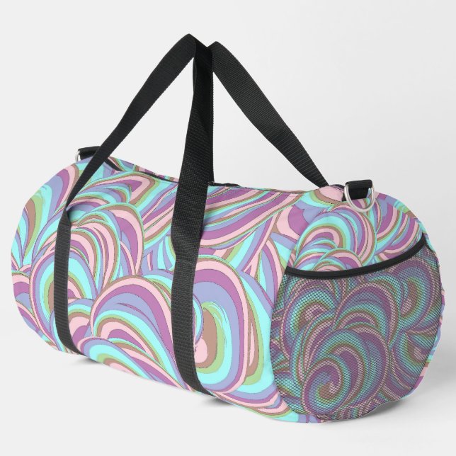 Multicolor Swirls Pattern Large Duffle Bag (Right Corner)