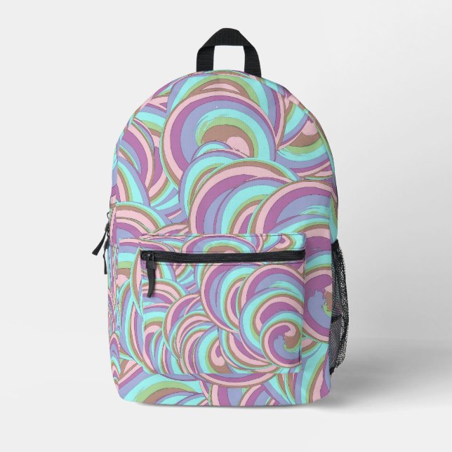 Multicolor Swirls Pattern Printed Backpack (Front)