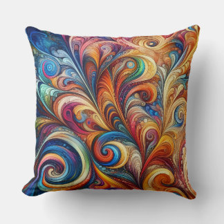 Multicolor Swirls Throw Pillow