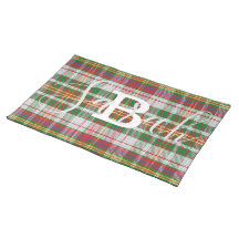 Multicolor Tartan Chequered Monogram Name