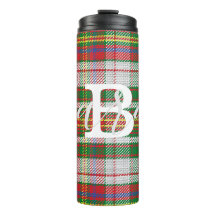 Multicolor Tartan Chequered Monogram Name
