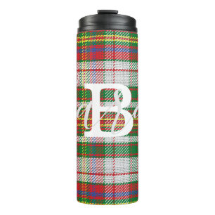 Multicolor Tartan Chequered Monogram Name Thermal Tumbler