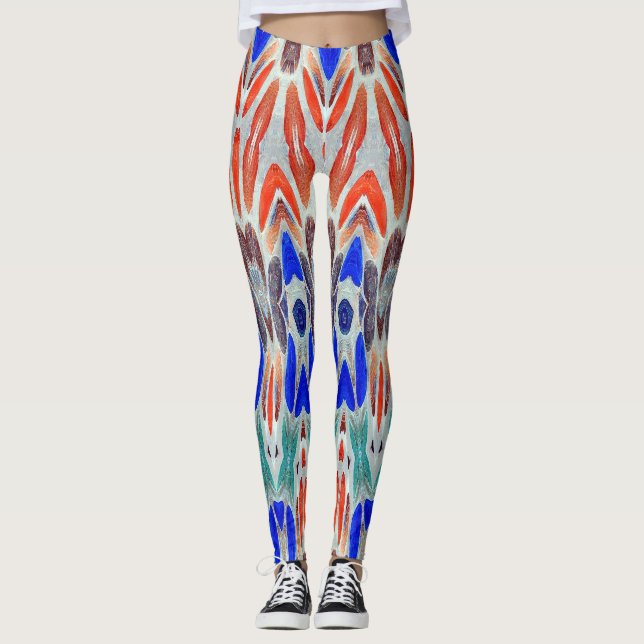Multicolor textured "Ratti_Creative_Arts" Leggings (Front)
