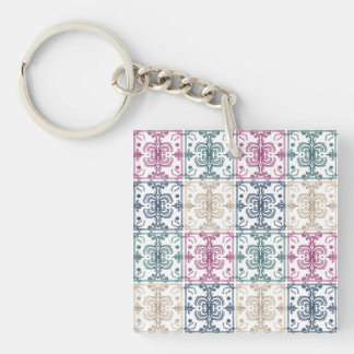 Multicolor Tiles w/ Initials Keychain