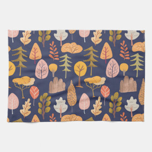 Multicolor Trees: Mid Autumn Vintage Kitchen Towel